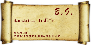 Barabits Irén névjegykártya